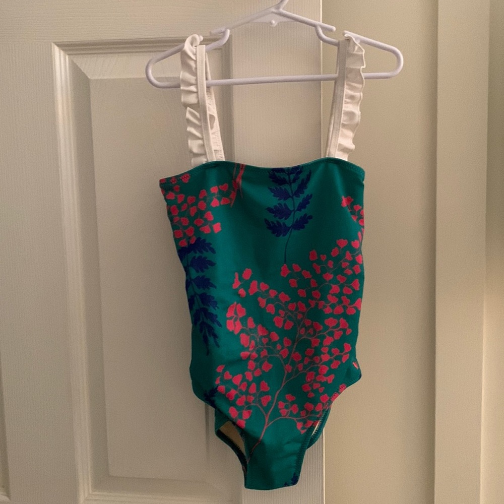 Pink Chicken Ruffle Swimsuit- love the colors - perfect condition- girls S 6
